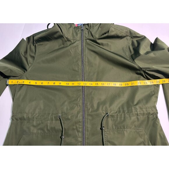 Time and Tru Women’s Green Windbreaker Jacket XL Hooded Zip Up Drawstring Waist - Picture 9 of 10